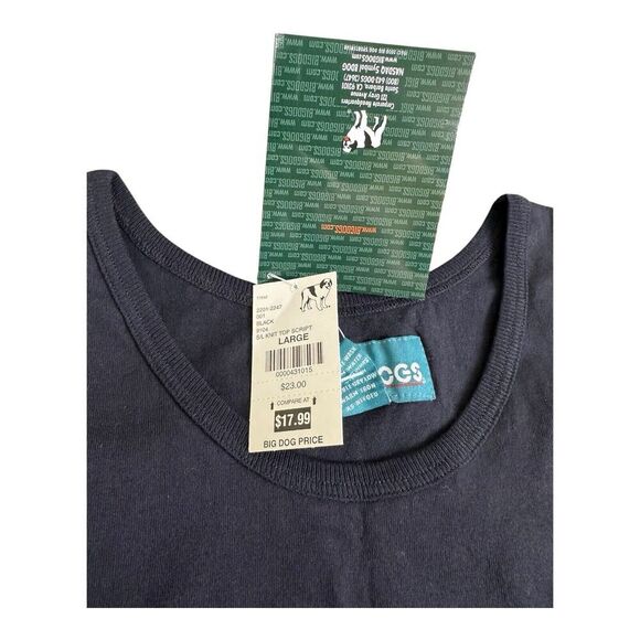 Big Dogs Mens Large Tank Top Script Embroidered Logo 90s Y2K Black Shirt NEW NWT - Picture 11 of 11